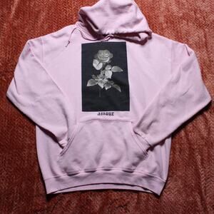 Artist Union Amour Rose Graphic Pink Hoodie Size Large